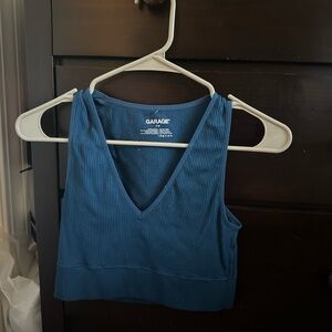 Garage Deep Blue V-Neck Crop Top